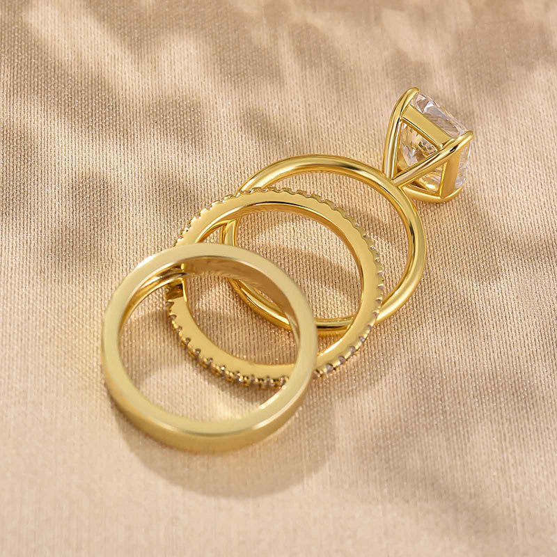 3.5 Carat Radiant Cut Simulated Diamond Wedding Ring with Round & Marquise Accents Bands