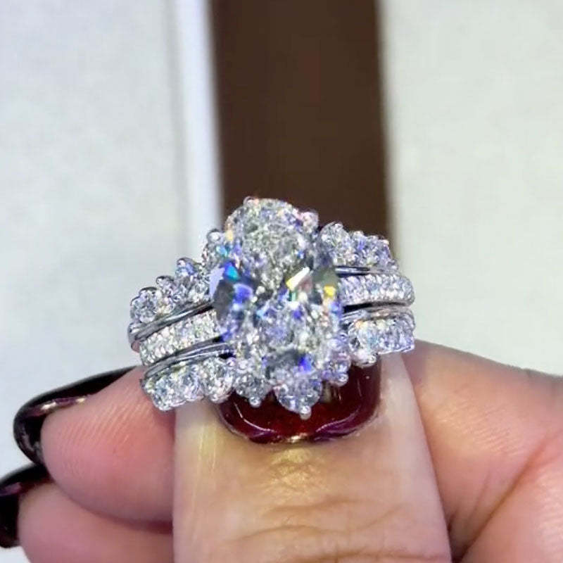 Exclusive 4.0Ct Oval Cut Wedding Ring Set Travel Ring With Jacket Wedding Band