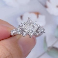 Vintage 2.0Ct Princess Cut Engagement Ring Travel Ring In Sterling Silver