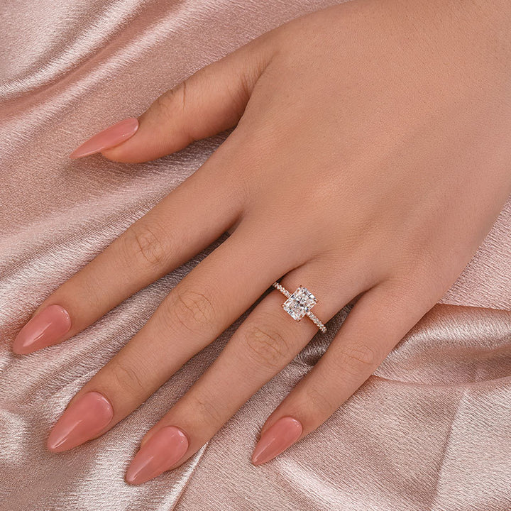 Maxine Moissanite 2.0 CT Radiant Cut Engagement Ring In Sterling Silver