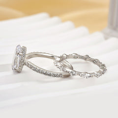 2.5Ct Oval Cut Wedding Ring Set Travel Ring With Classic Wedding Band