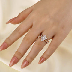 2.5Ct Oval Cut Wedding Ring Set Travel Ring With Classic Wedding Band