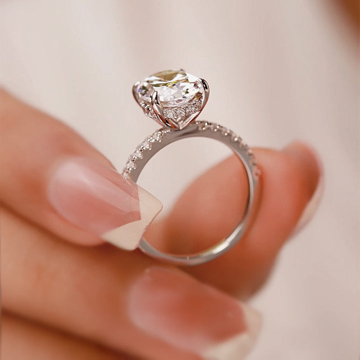 Classic Oval Cut Simulated Diamond Engagement Ring In Sterling Silver