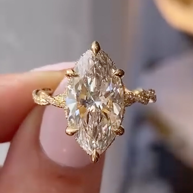 4.0Ct Marquise Cut Twist Hidden Halo Engagement Ring Travel Ring In Sterling Silver