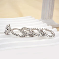 Maxine 4PC Luxurious Halo Cushion Cut Women's Wedding Set