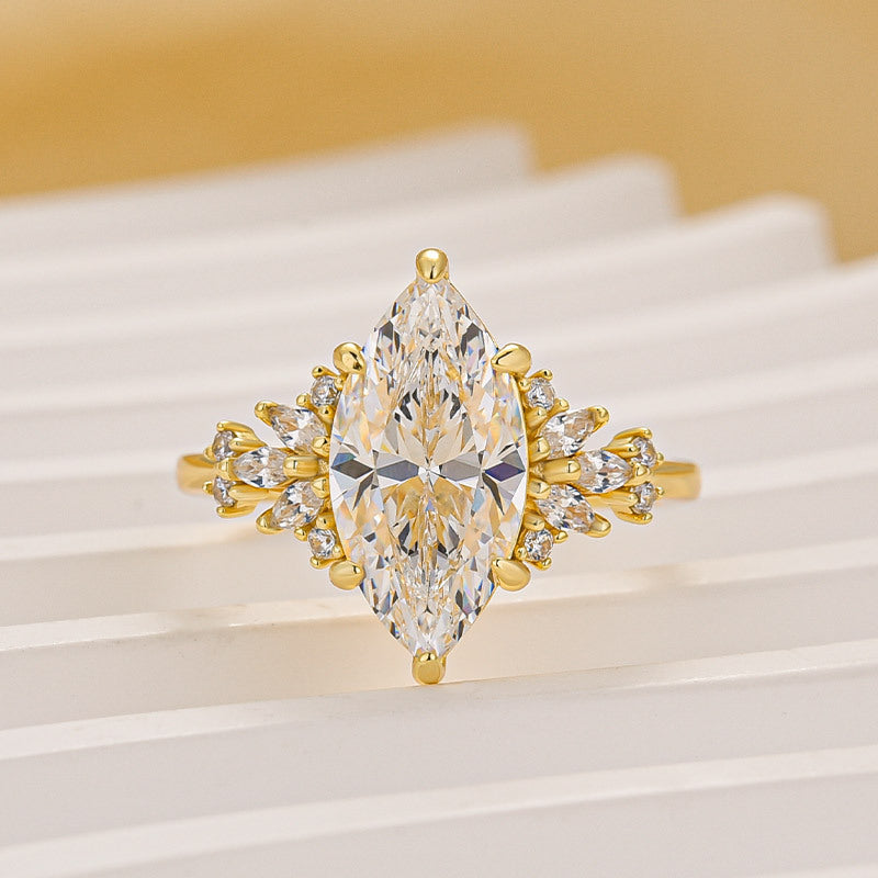 Vintage 3.0Ct Marquise Cut Engagement Ring Travel Ring In Sterling Silver