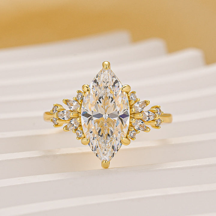 Vintage 3.0Ct Marquise Cut Engagement Ring Travel Ring In Sterling Silver