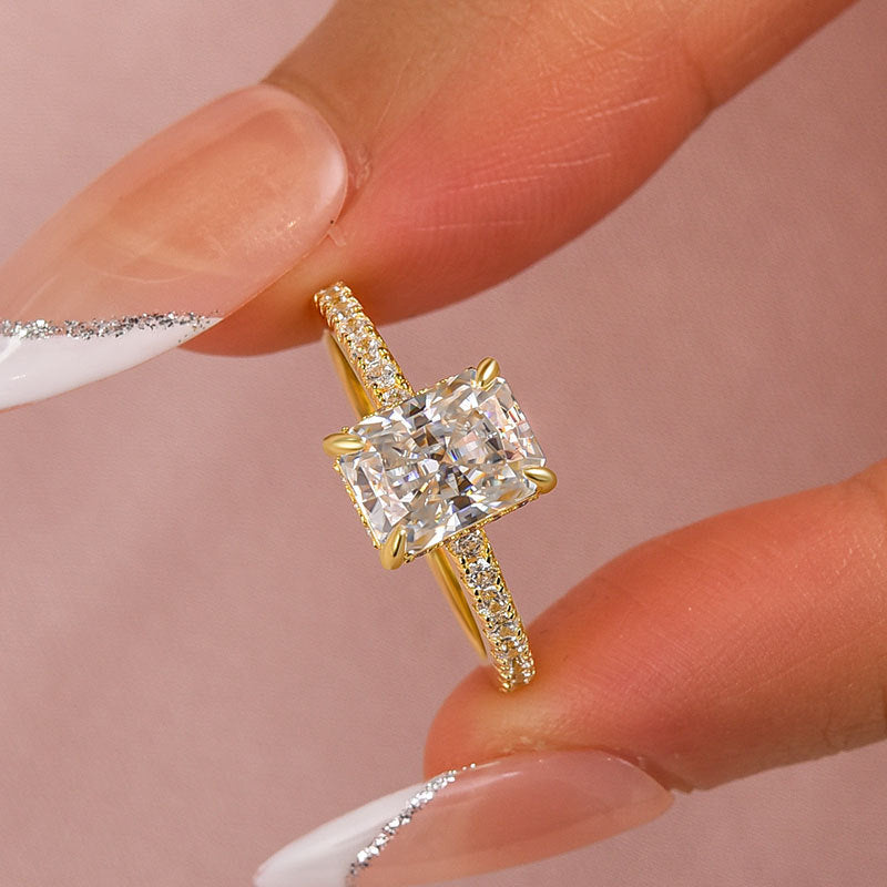 Maxine Moissanite 2.0 CT Radiant Cut Engagement Ring In Sterling Silver