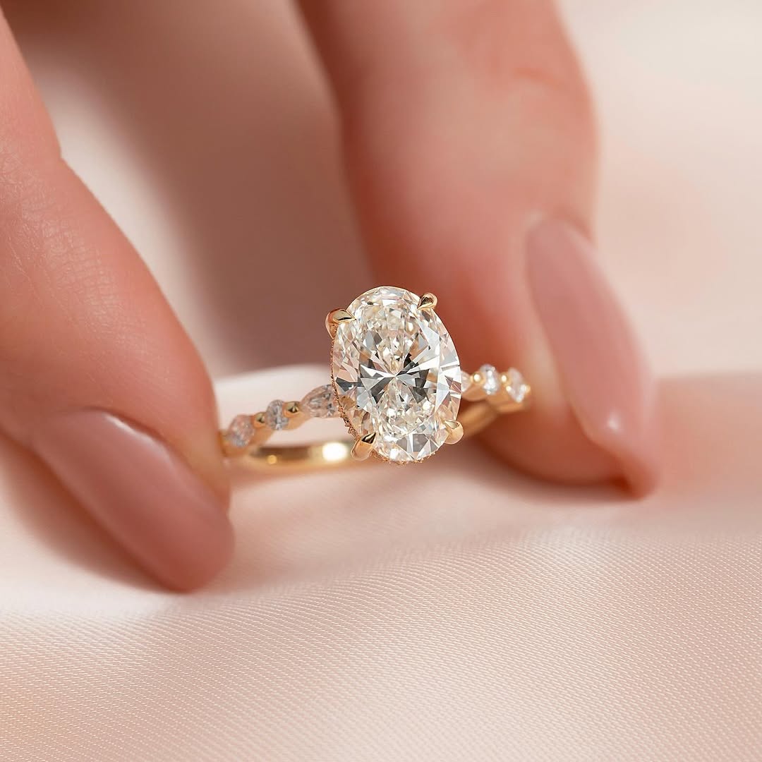 Maxine Unique Oval Cut Engagement Ring In Sterling Silver