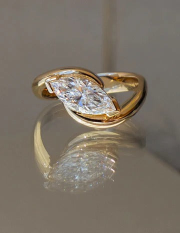 3 CT Marquse Cut Ruptured Ring Silver Ring