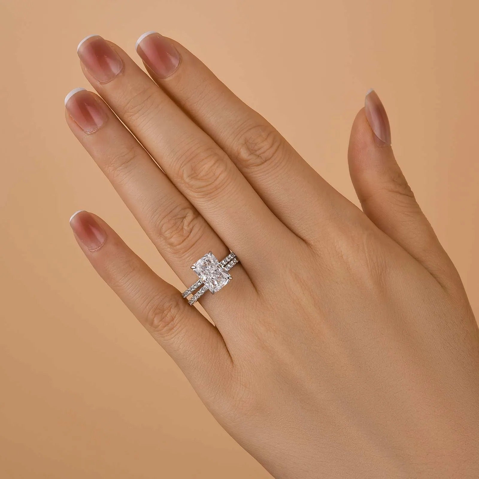 Gorgeous 3.5 Carat Radiant Cut Wedding Ring Set In Sterling Silver