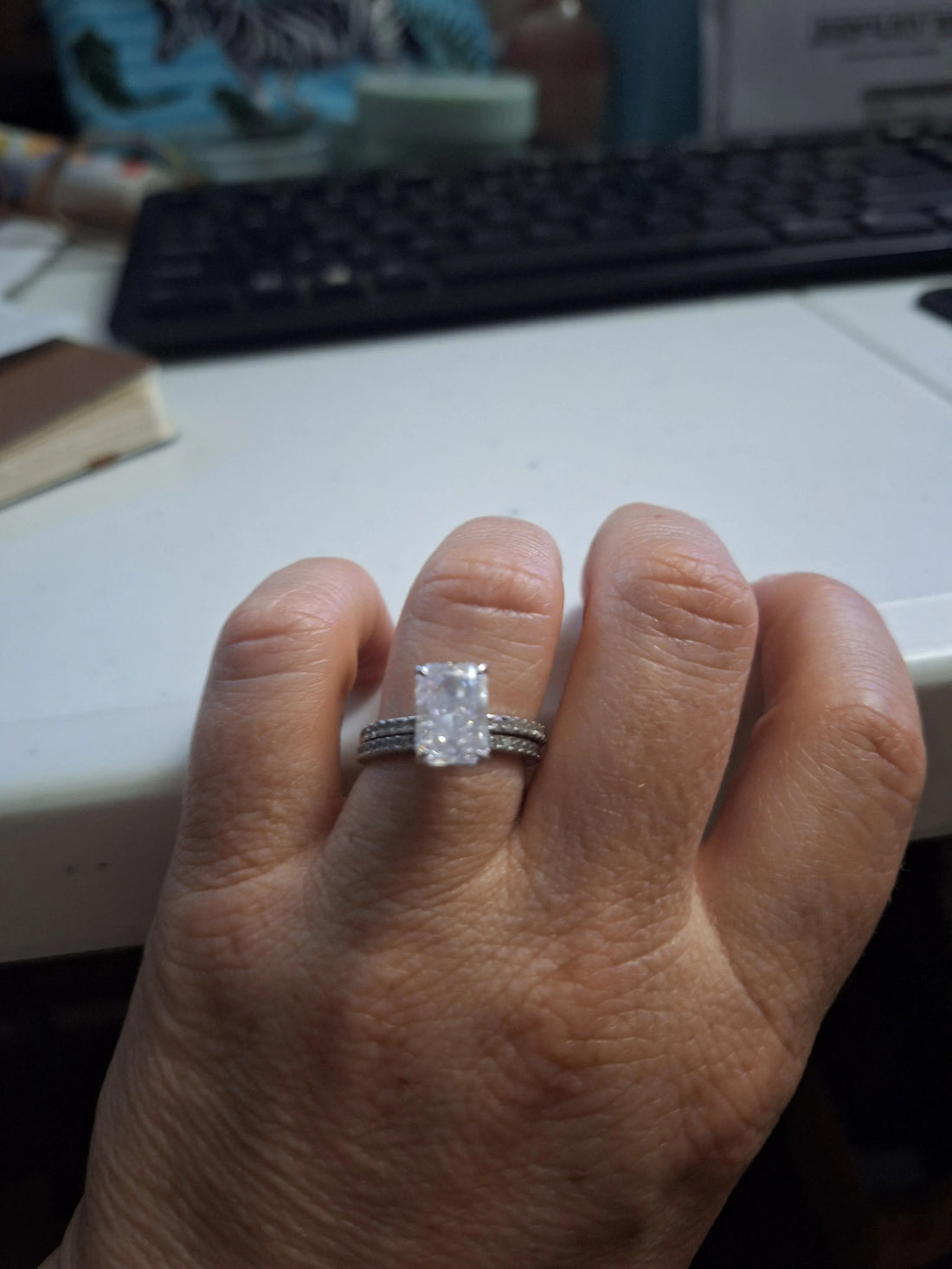 Gorgeous 3.5 Carat Radiant Cut Wedding Ring Set In Sterling Silver