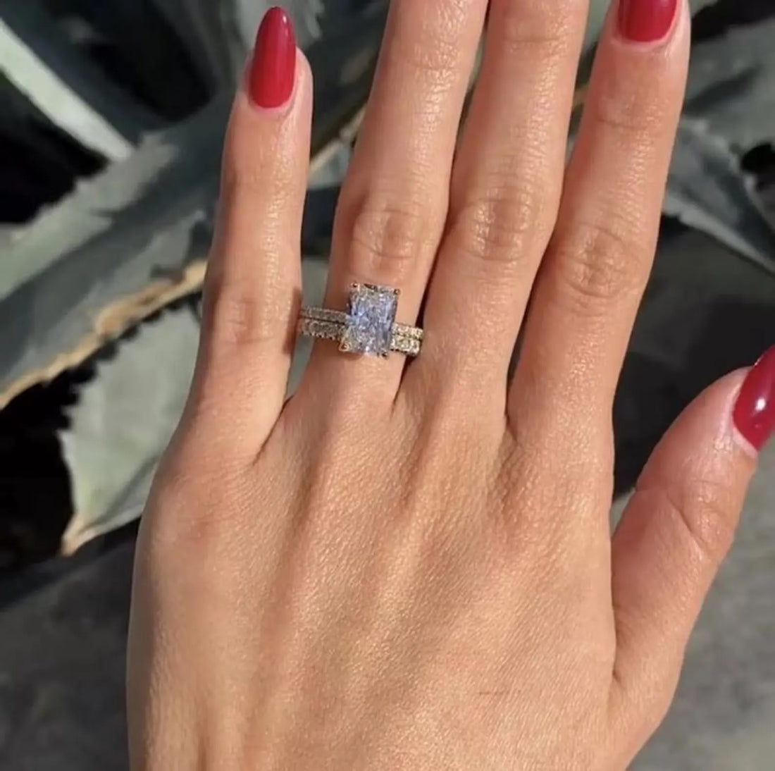 3 CT Radiant Cut Cubic Zirconia Engagement Ring set Hidden Halo Ring Sterling Silver Ring Wedding Bridal Set Ring Promise Ring For Her&nbsp;